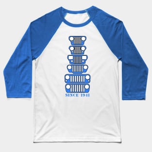 Jeep Grills Light Blue Logo Baseball T-Shirt